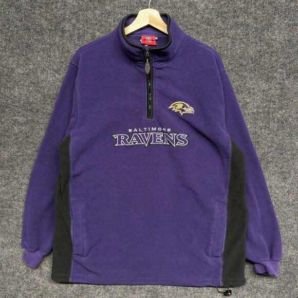 Reebok Other - Vintage Baltimore Ravens Reebok Fleece Pullover Quarter Zip Jacket Mens XL Y2K